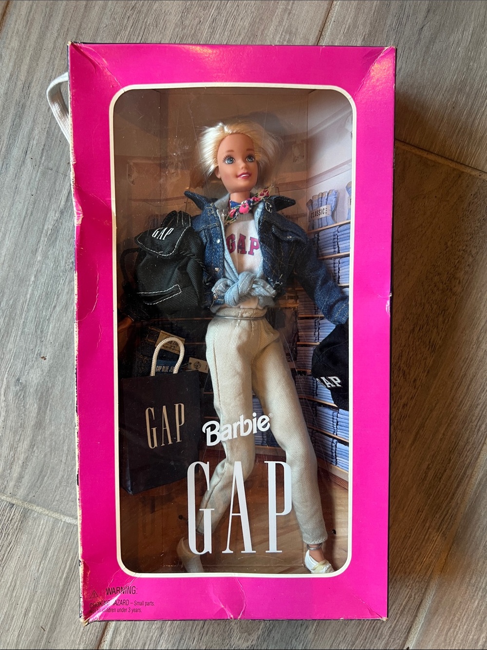 Barbie Kids Denim Jacket & Cream Pants Outfit - Pink Accent Tee